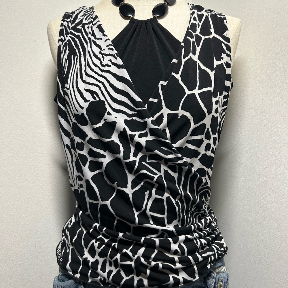 Bwear Black and White Animal Print Blouse